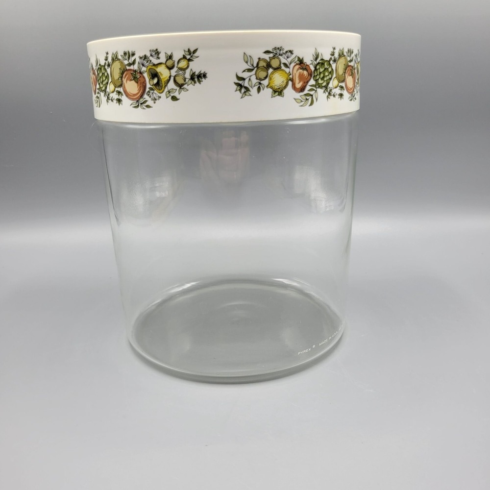 Vintage Pyrex Spice of Life Mushroom Pattern Glass Storage Canister Jar with Lid